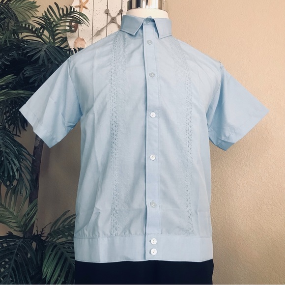 SALE❣️Powder Blue Polo Jack Barong Tagalog with simple embroidery - Picture 4 of 5